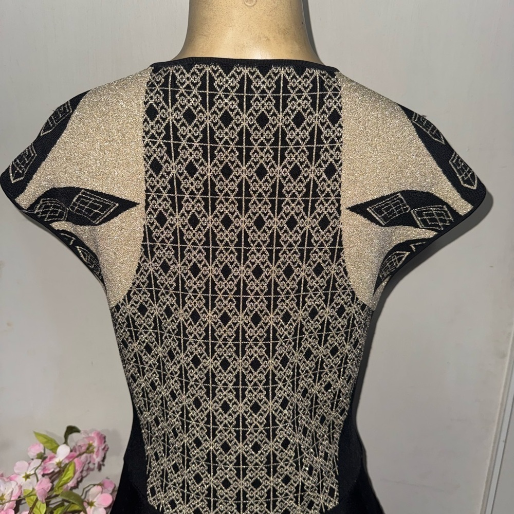 Ted Baker Black and gold Patterned Mini Dress - Picture 7 of 12